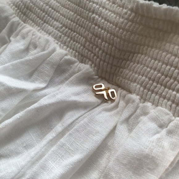 PQ Savannah Smocked Pants Water Lily White Linen Smocked Resort - Picture 6 of 6